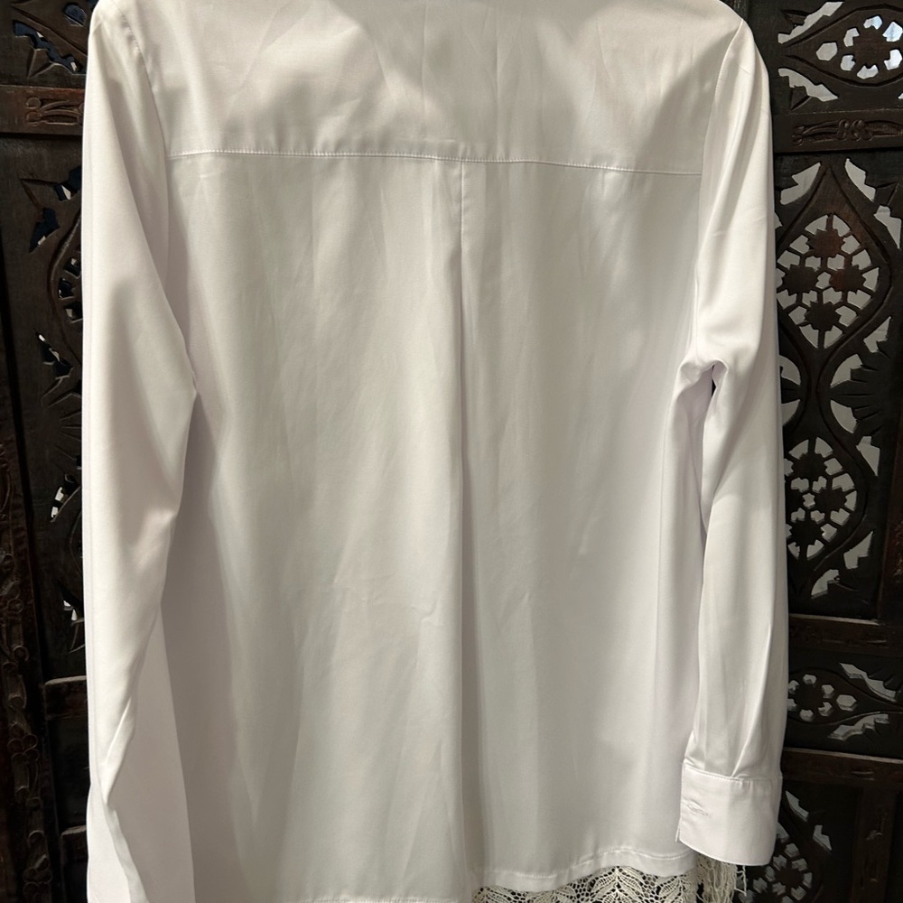 NEIMAN MARCUS Women’s Medium White Tunic Crochet Fringe Lagenlook Zen Boho - Picture 7 of 8
